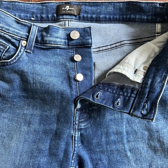 7 For All Mankind High Rise Waist Skinny Jeans 28 Button Fly - Picture 8 of 9